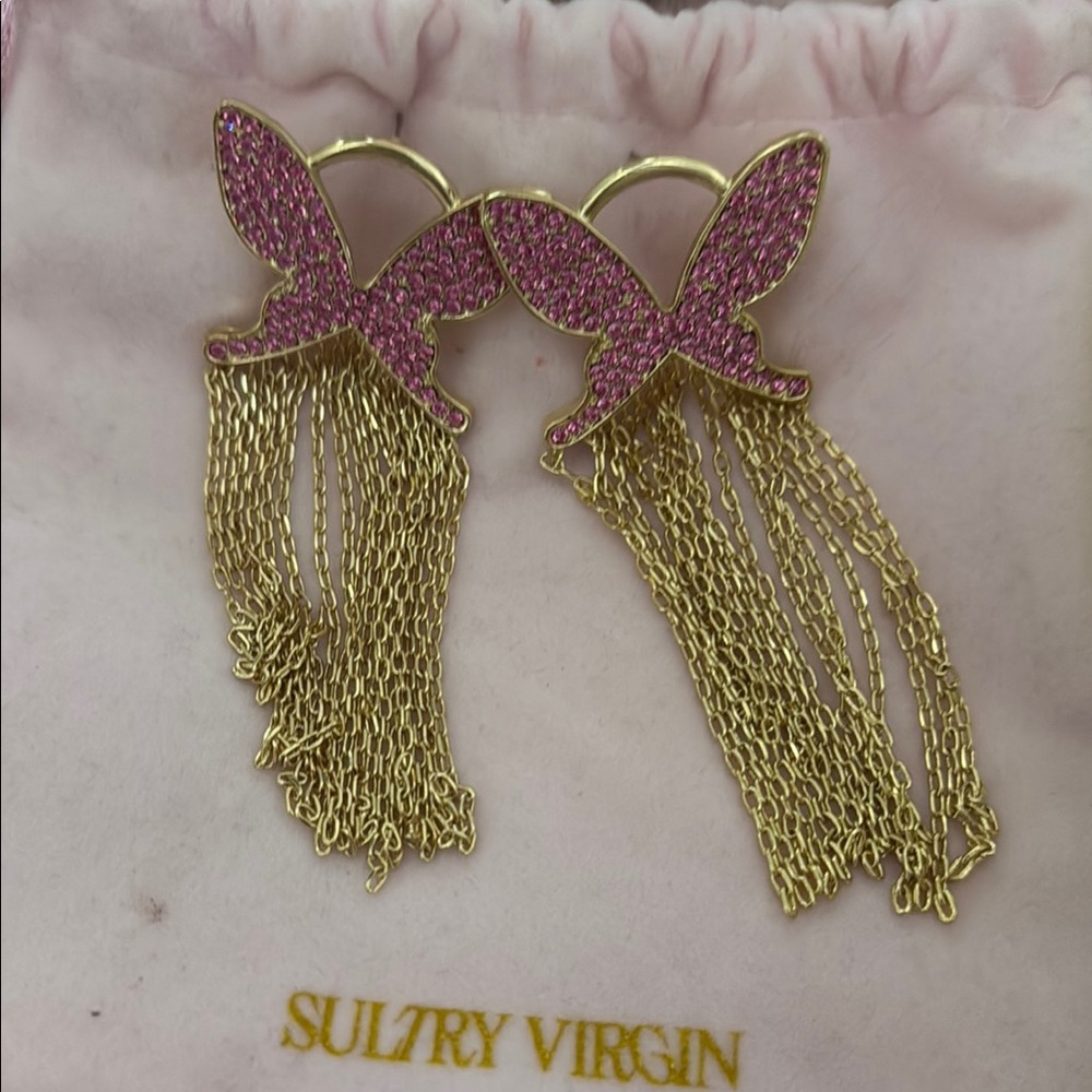 Sultry Virgin Pink and Gold Earrings